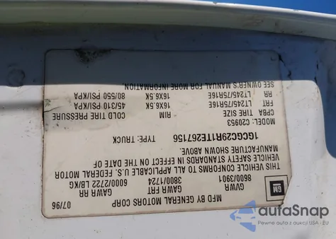 1996 Chevrolet Gmt-400 C2500 from USA, damaged, VIN 1GCGC29R1TE267156